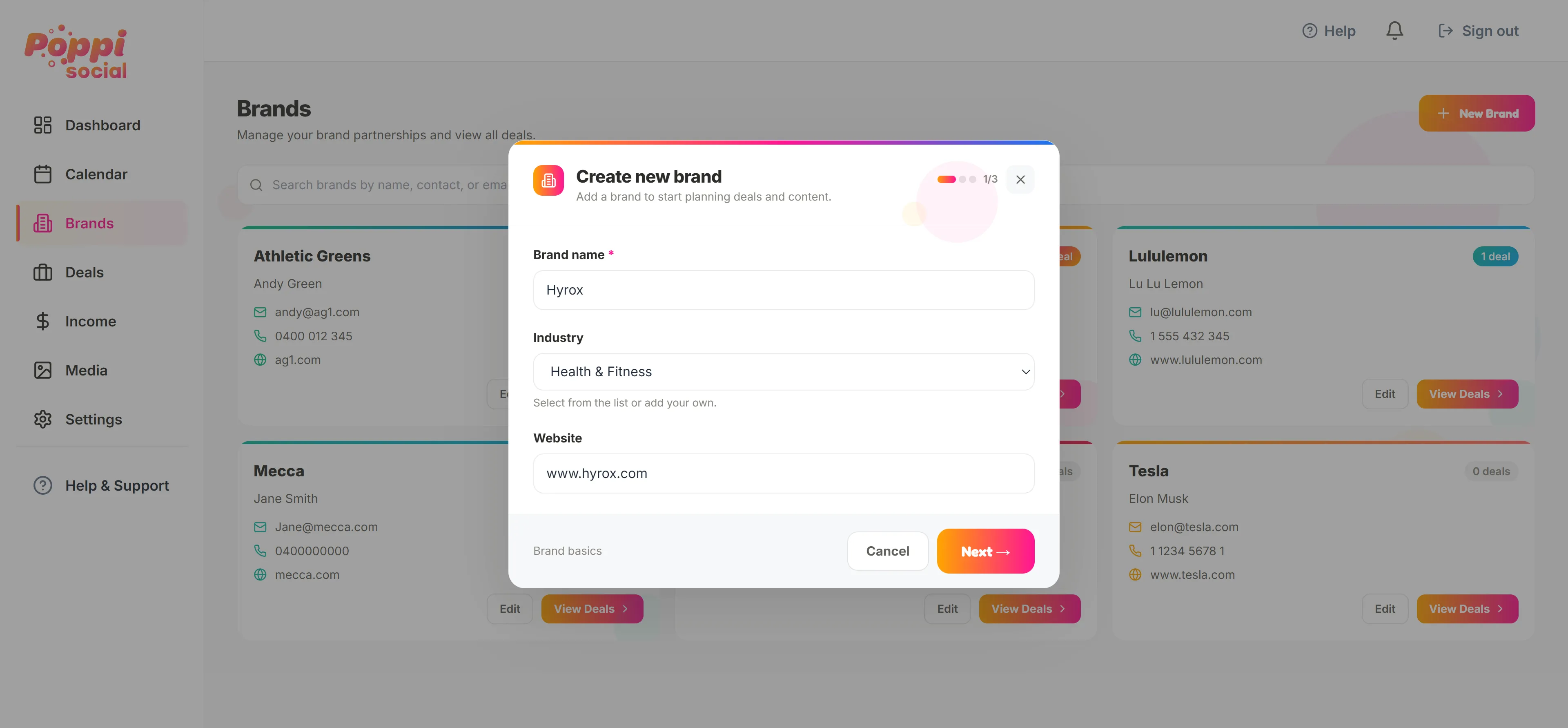 Add brand form
