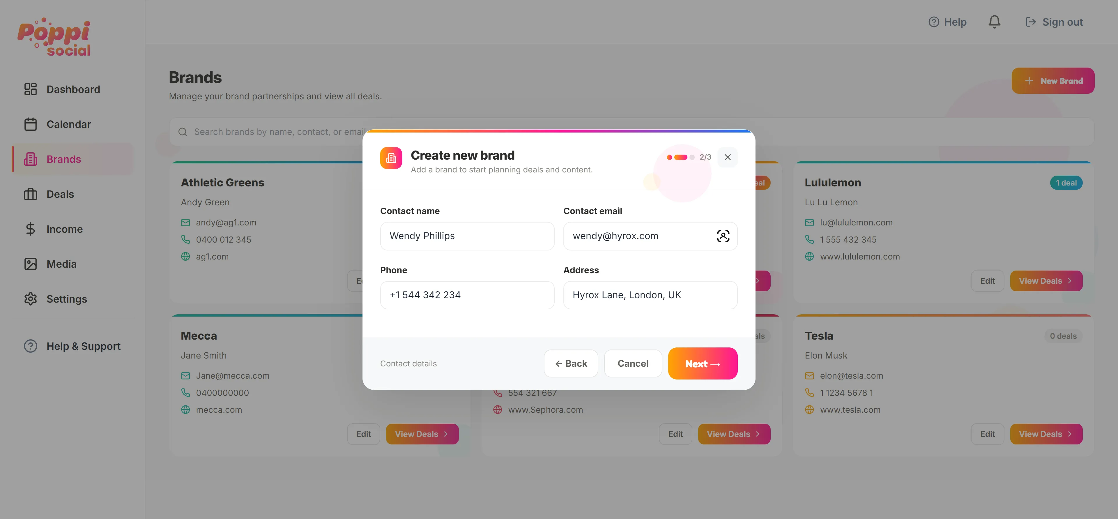 Add brand form - second page