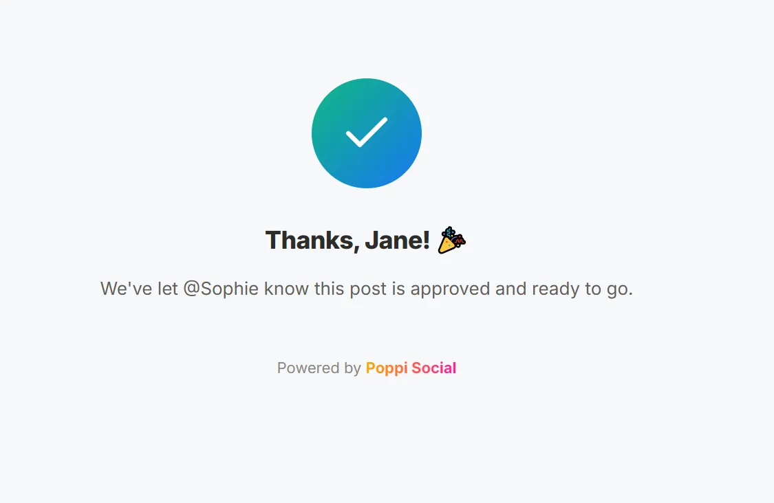 Client approval confirmation